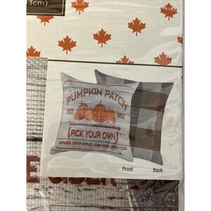 SET OF TWO FALL PUMPKIN PATCH INDOOR OUTDOR 17x17 FALL PILLOW COVERS NEW